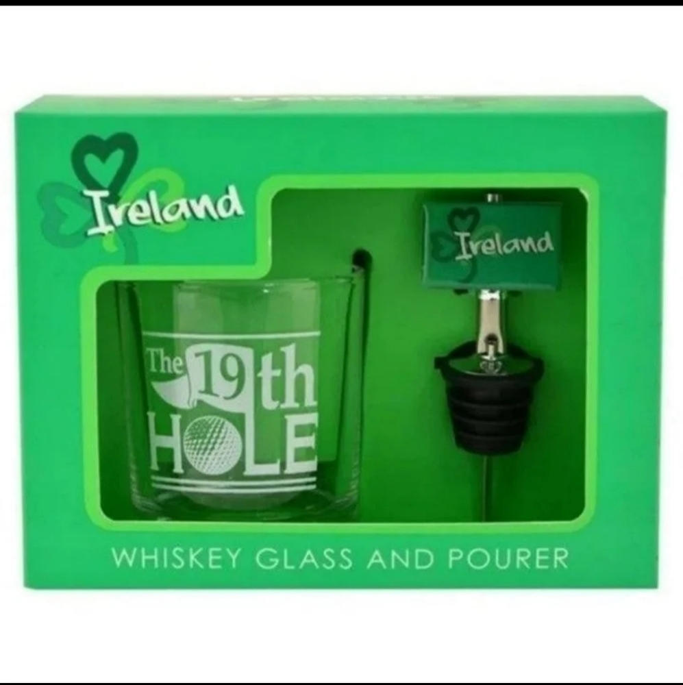 Whiskey Glass and Pourer Set 19th Hole Golf - Carroll's Irish Gifts BNWT RETIRED